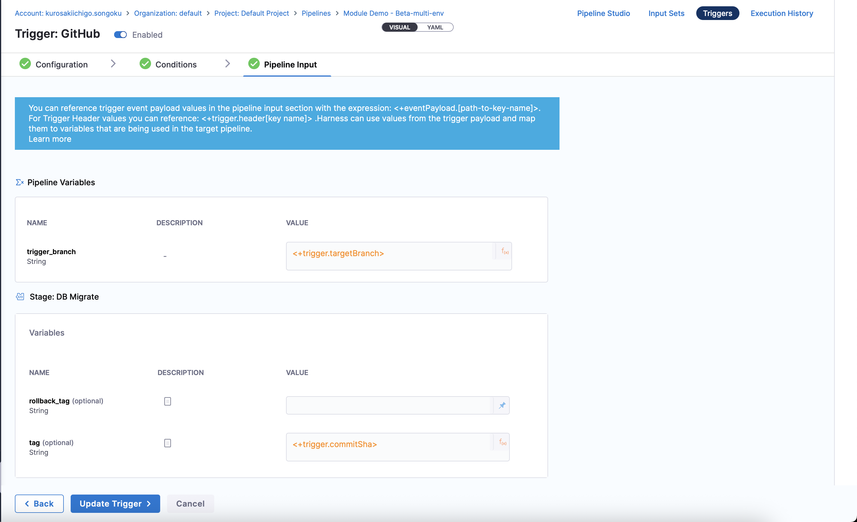 Example Trigger Inputs