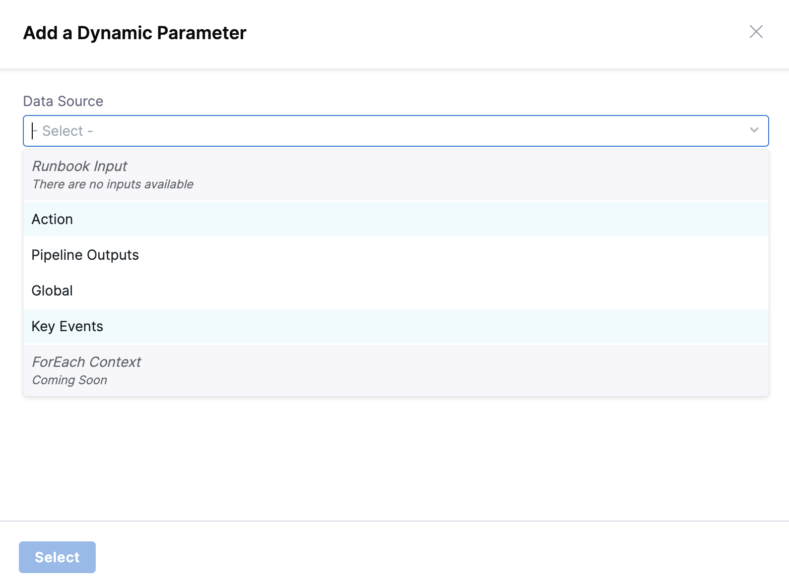 Selecting Dynamic Parameter Sources